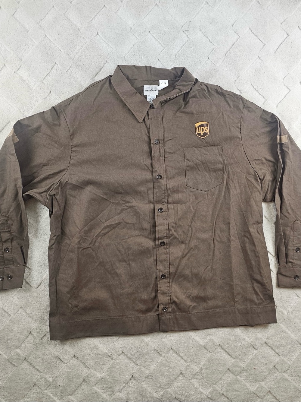 Vintage WearGaurd UPS Brown Logo Work Shirt Mens 3XL Button-Up